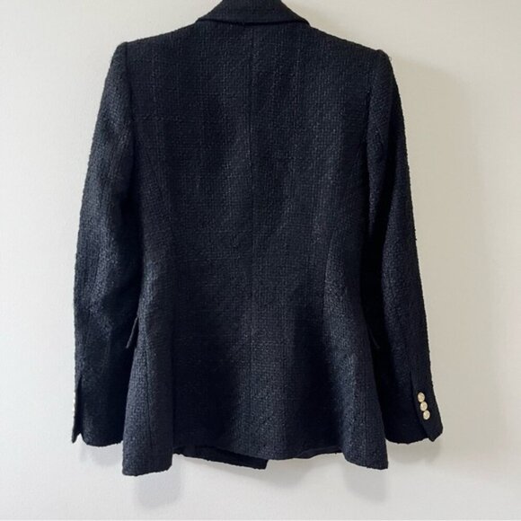 Zara Black Tweed Double-Breasted Blazer - Picture 5 of 12
